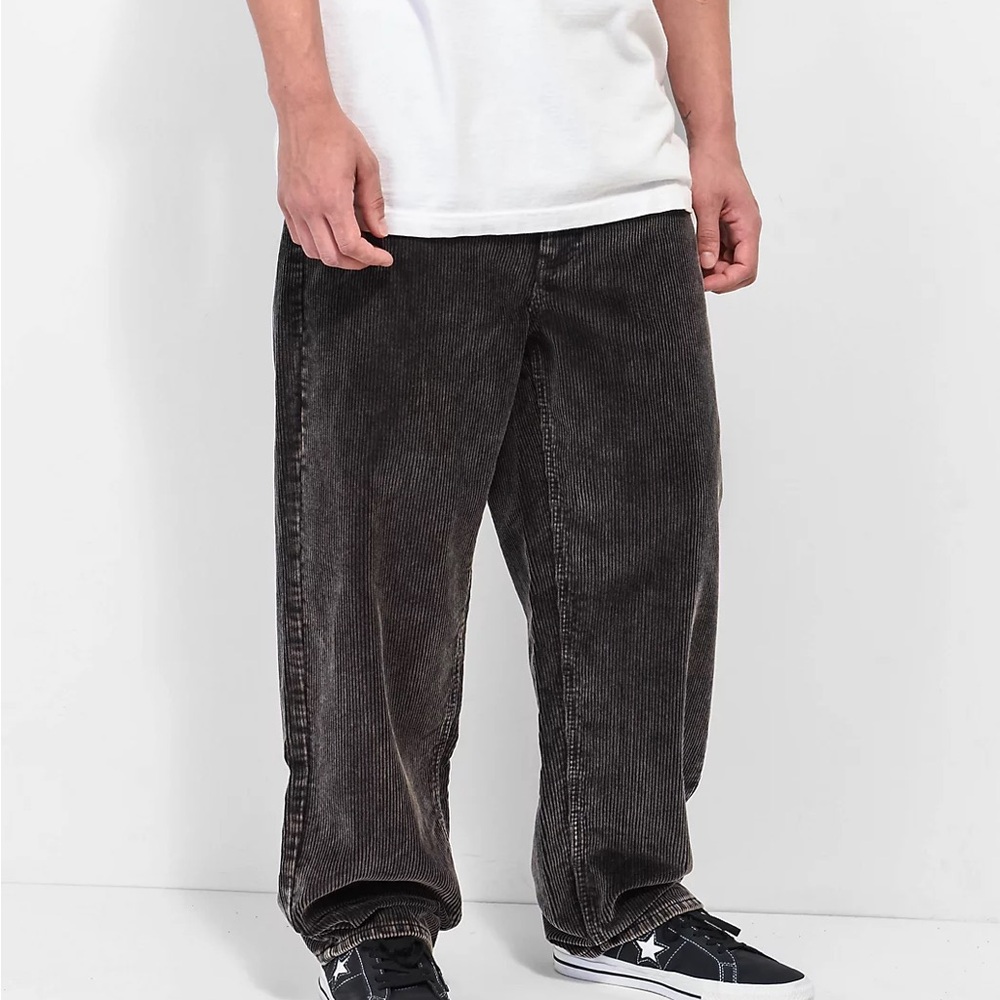 Empyre Black Acid Wash Corduroy Baggy Loose Fit Skate Pants 30